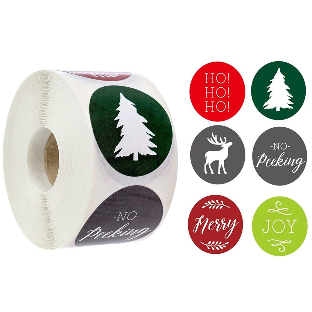 100-500pcs 6 Designs 1 Inch Christmas Theme Seal Labels Stickers For DIY Gift Baking Package Envelope Stationery Decoration