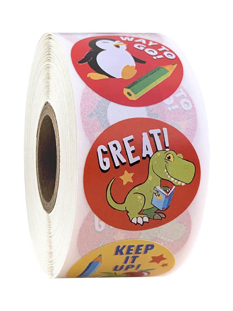 100-500pcs Spanish Reward Stickers Encouragement Sticker Roll For Kids Motivational Stickers With Cute Animals For Students