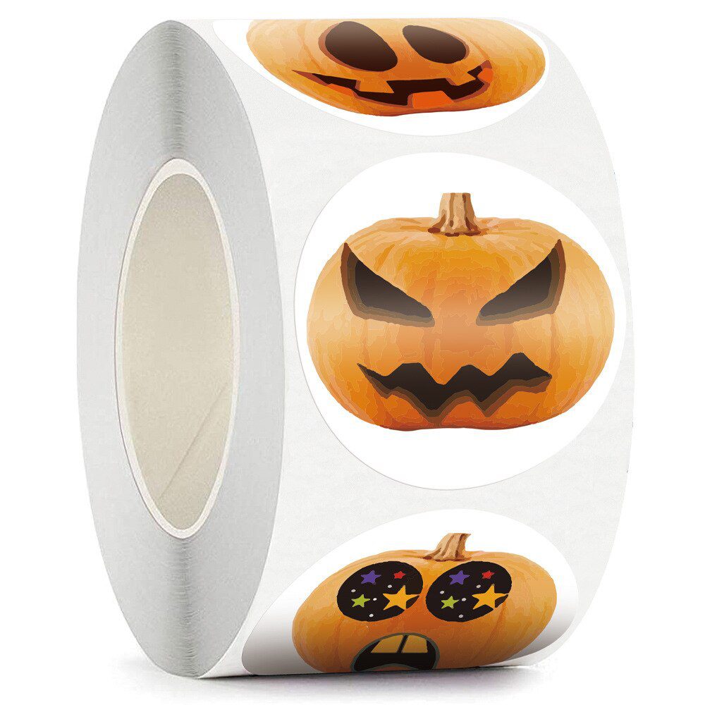 100-500pcsHalloween Pumpkin Ghost Round Handmade Packaging Sealing Label Sticker DIY Halloween Gift Stickers Halloween Decor