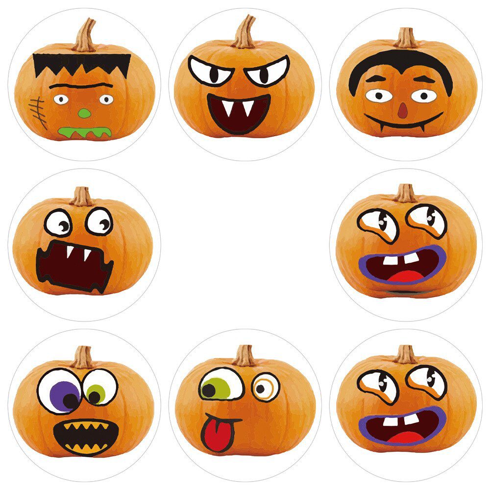 100-500pcsHalloween Pumpkin Ghost Round Handmade Packaging Sealing Label Sticker DIY Halloween Gift Stickers Halloween Decor