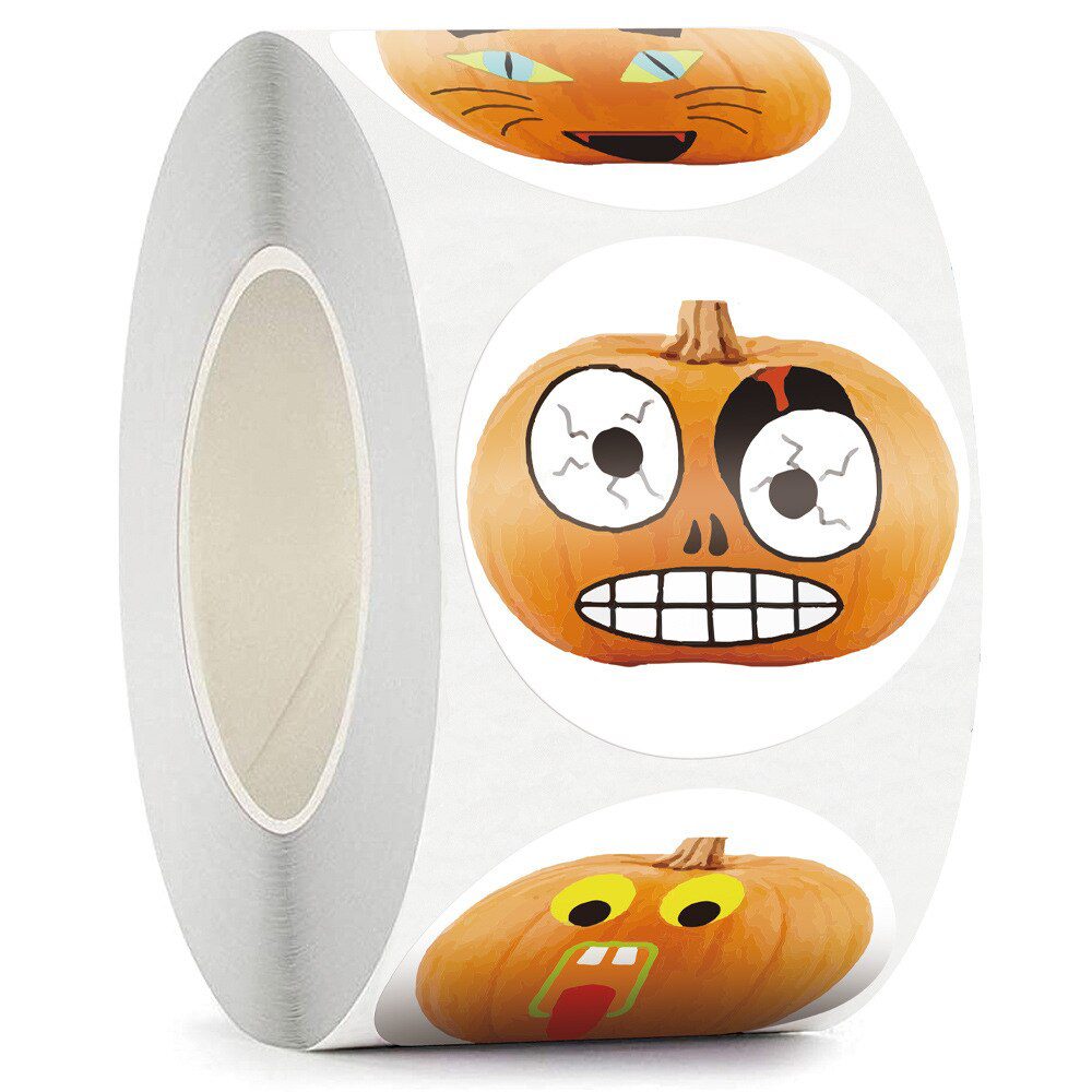 100-500pcsHalloween Pumpkin Ghost Round Handmade Packaging Sealing Label Sticker DIY Halloween Gift Stickers Halloween Decor