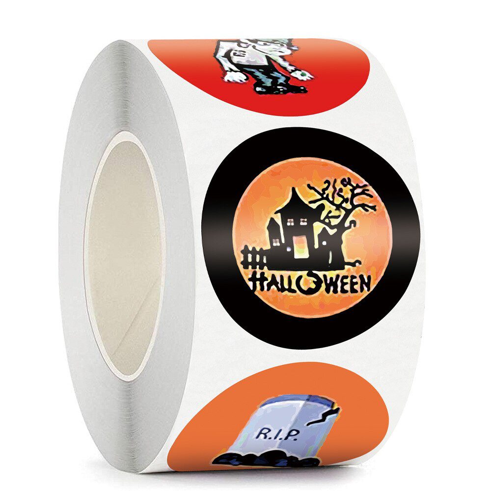 100-500pcsHalloween Pumpkin Ghost Round Handmade Packaging Sealing Label Sticker DIY Halloween Gift Stickers Halloween Decor