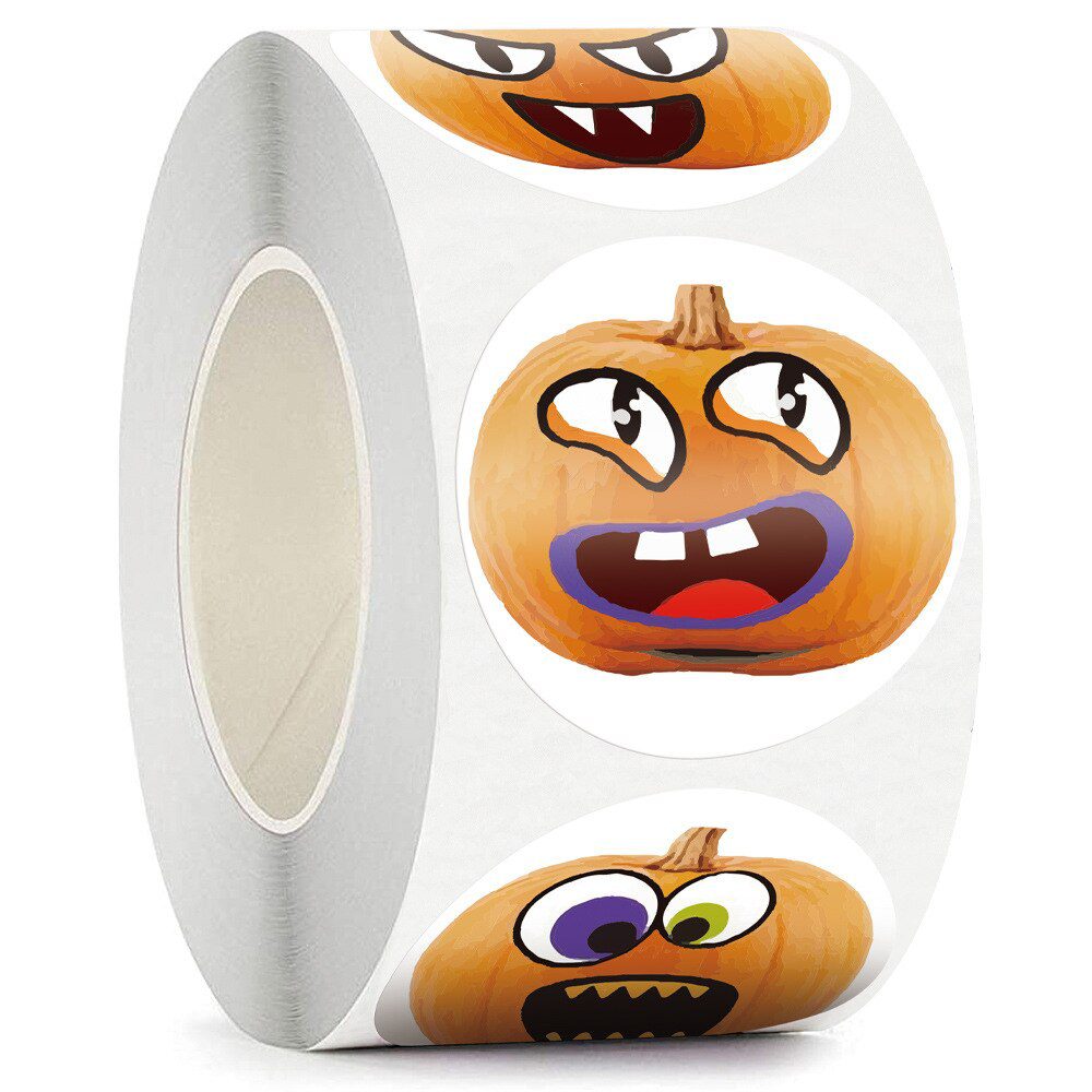 100-500pcsHalloween Pumpkin Ghost Round Handmade Packaging Sealing Label Sticker DIY Halloween Gift Stickers Halloween Decor