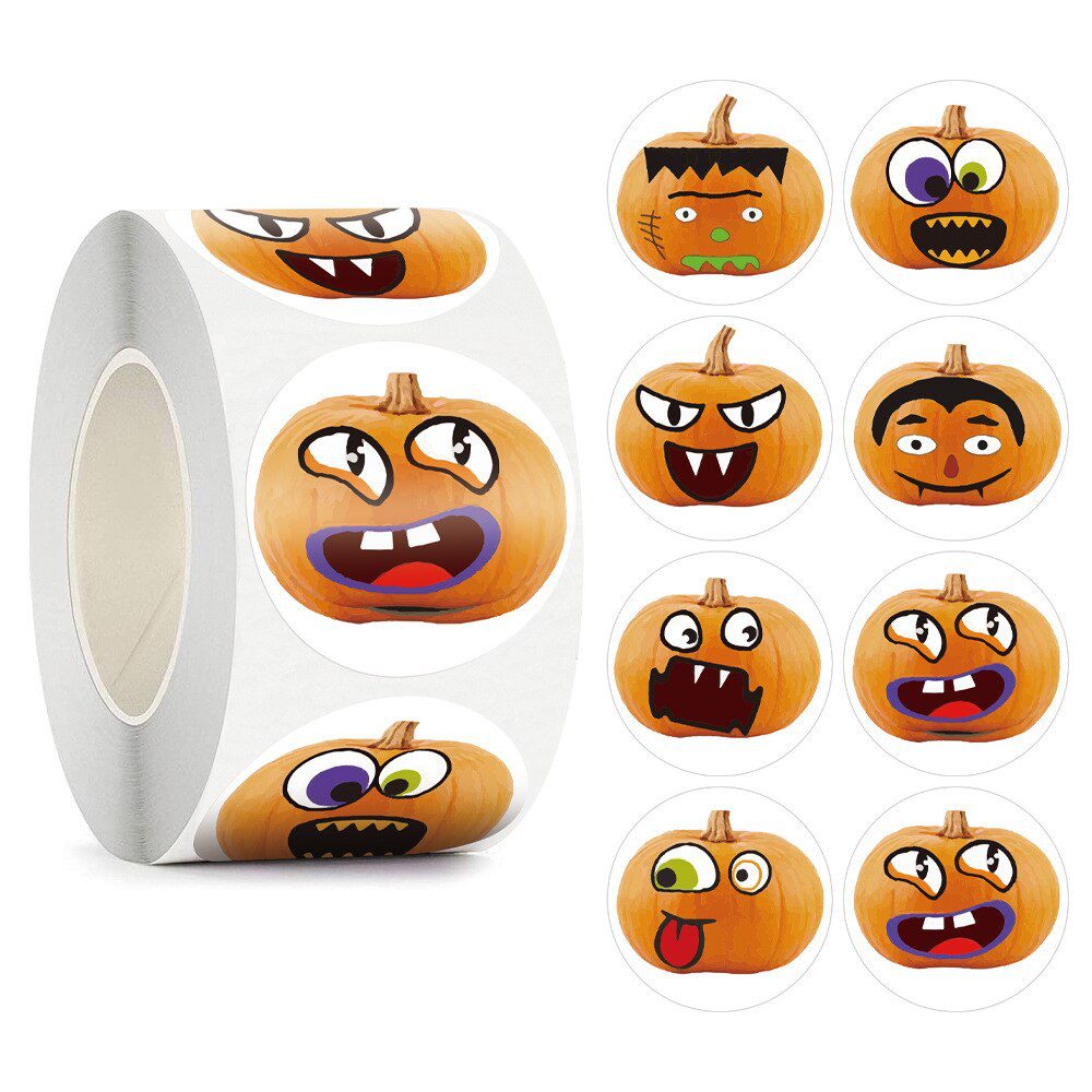 100-500pcsHalloween Pumpkin Ghost Round Handmade Packaging Sealing Label Sticker DIY Halloween Gift Stickers Halloween Decor