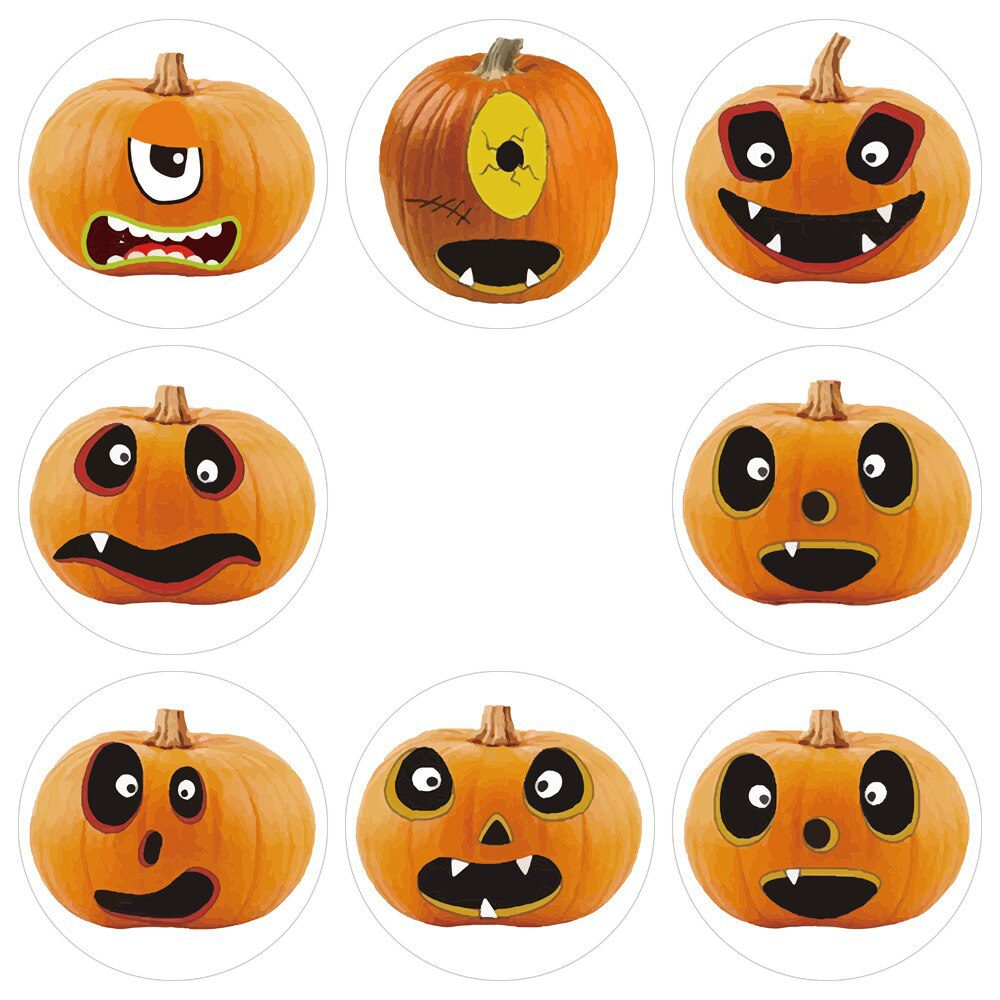 100-500pcsHalloween Pumpkin Ghost Round Handmade Packaging Sealing Label Sticker DIY Halloween Gift Stickers Halloween Decor
