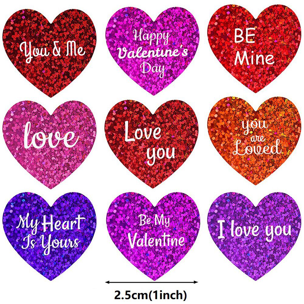 100-500 Labels Love Rainbow Sticker Heart Shape Scrapbooking Gift Packaging Party Wedding Valentine's Day Stationery Sticker