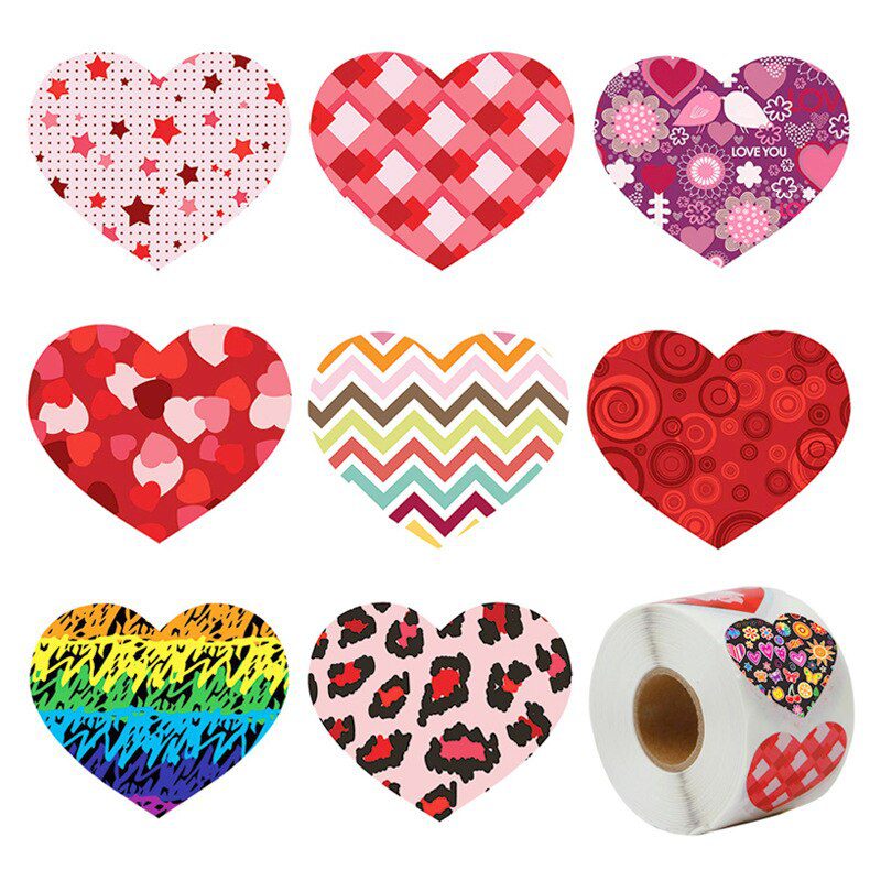 100-500 Labels Love Rainbow Sticker Heart Shape Scrapbooking Gift Packaging Party Wedding Valentine's Day Stationery Sticker