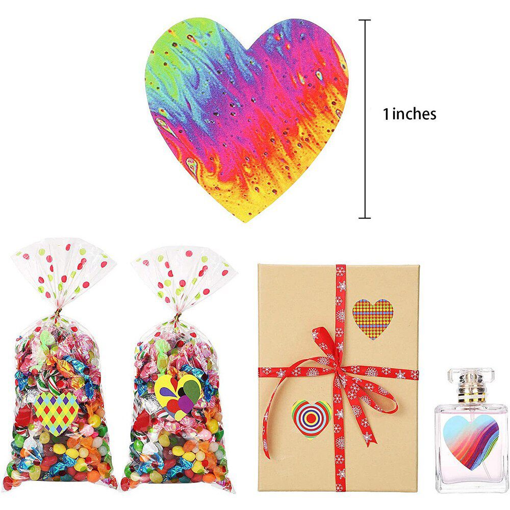 100-500 Labels Love Rainbow Sticker Heart Shape Scrapbooking Gift Packaging Party Wedding Valentine's Day Stationery Sticker