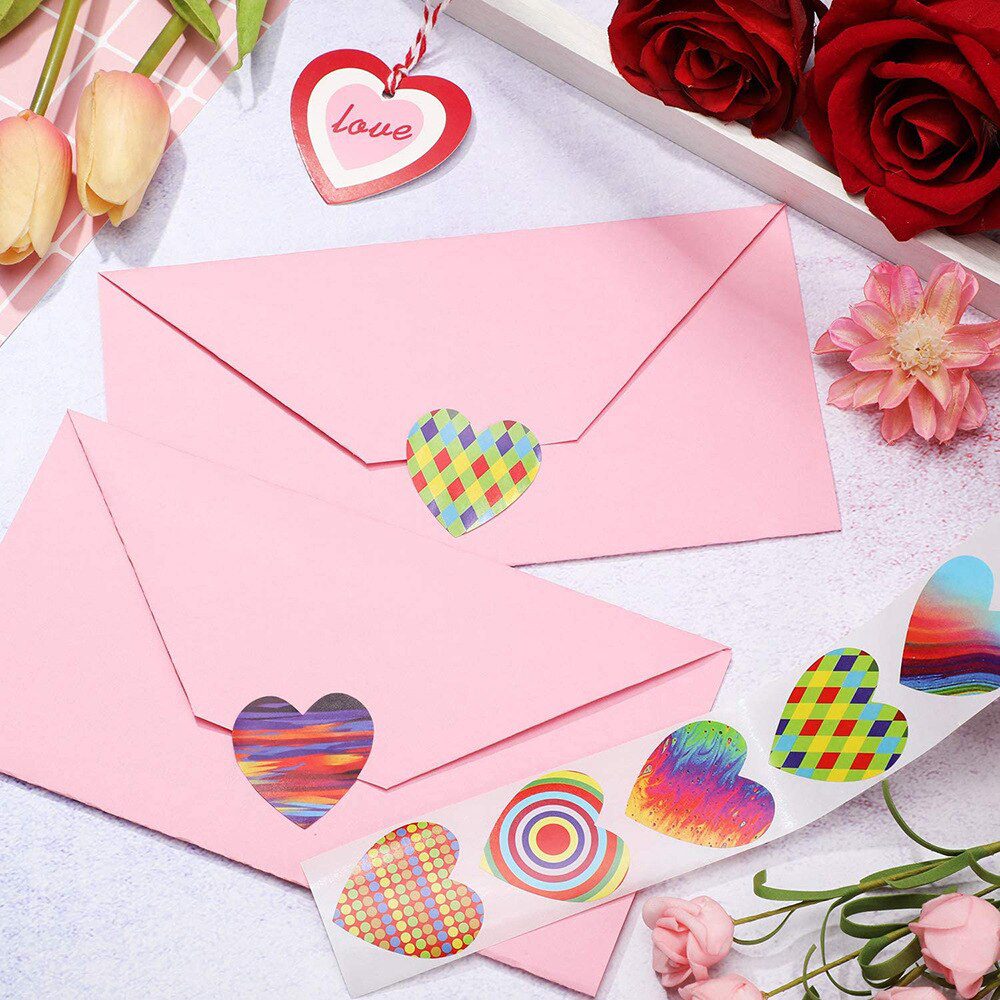 100-500 Labels Love Rainbow Sticker Heart Shape Scrapbooking Gift Packaging Party Wedding Valentine's Day Stationery Sticker