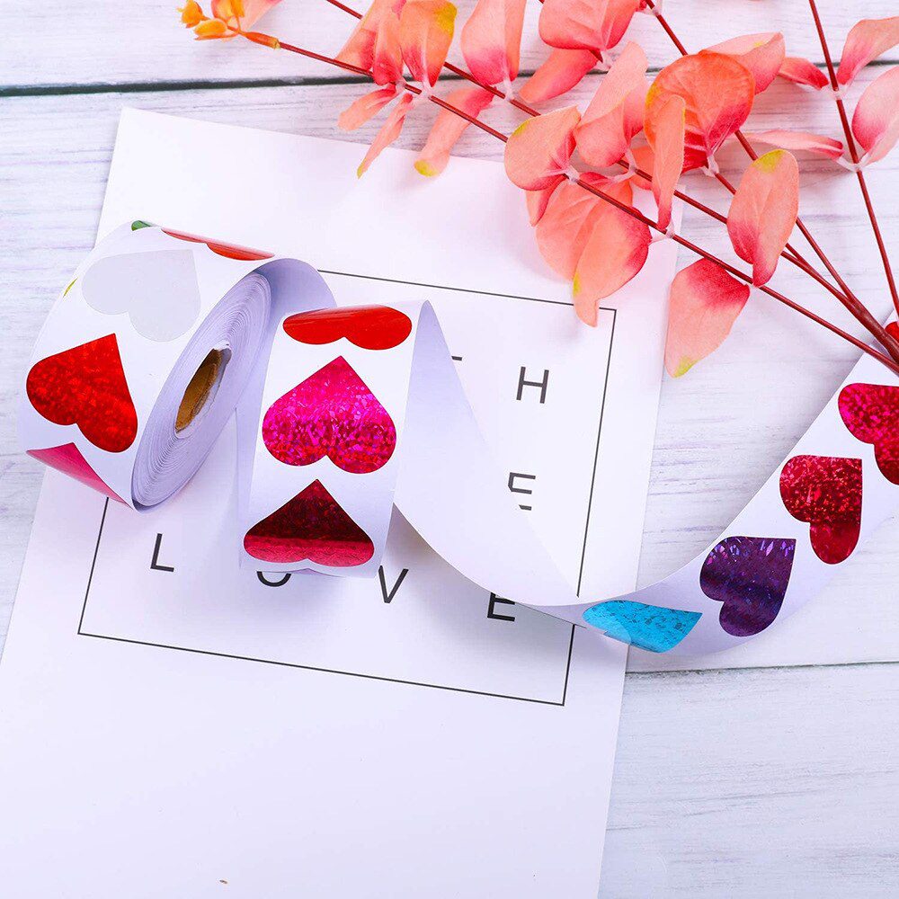 100-500 Labels Love Rainbow Sticker Heart Shape Scrapbooking Gift Packaging Party Wedding Valentine's Day Stationery Sticker