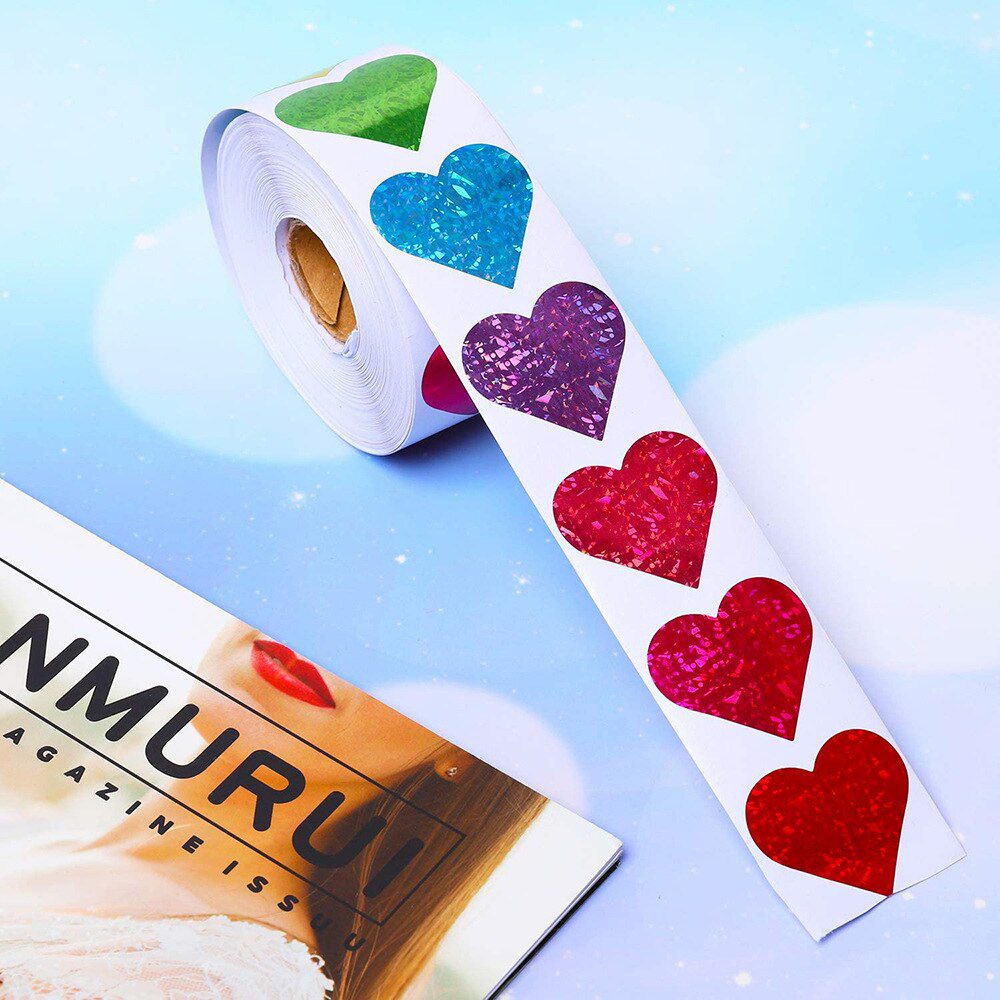 100-500 Labels Love Rainbow Sticker Heart Shape Scrapbooking Gift Packaging Party Wedding Valentine's Day Stationery Sticker
