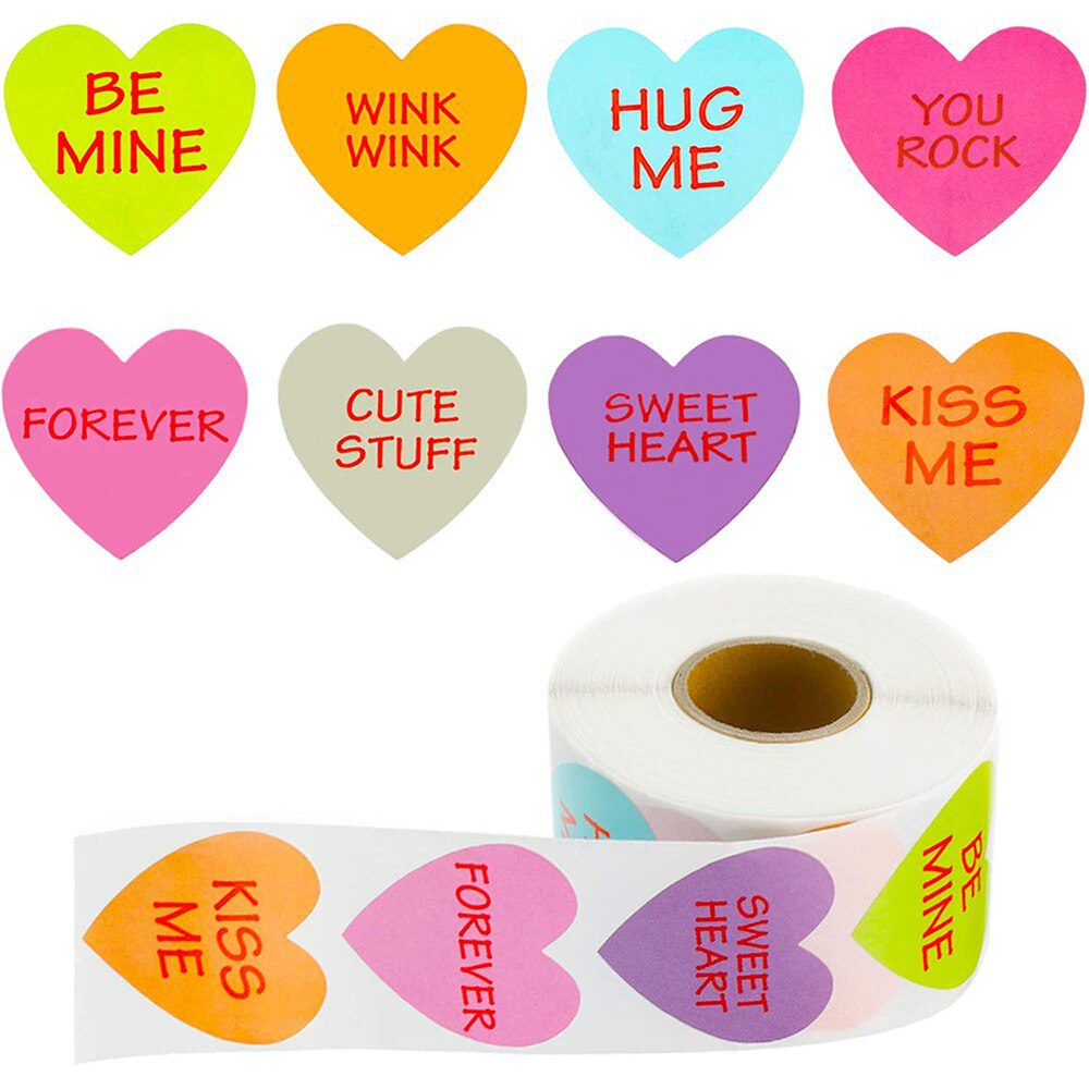 100-500 Labels Love Rainbow Sticker Heart Shape Scrapbooking Gift Packaging Party Wedding Valentine's Day Stationery Sticker