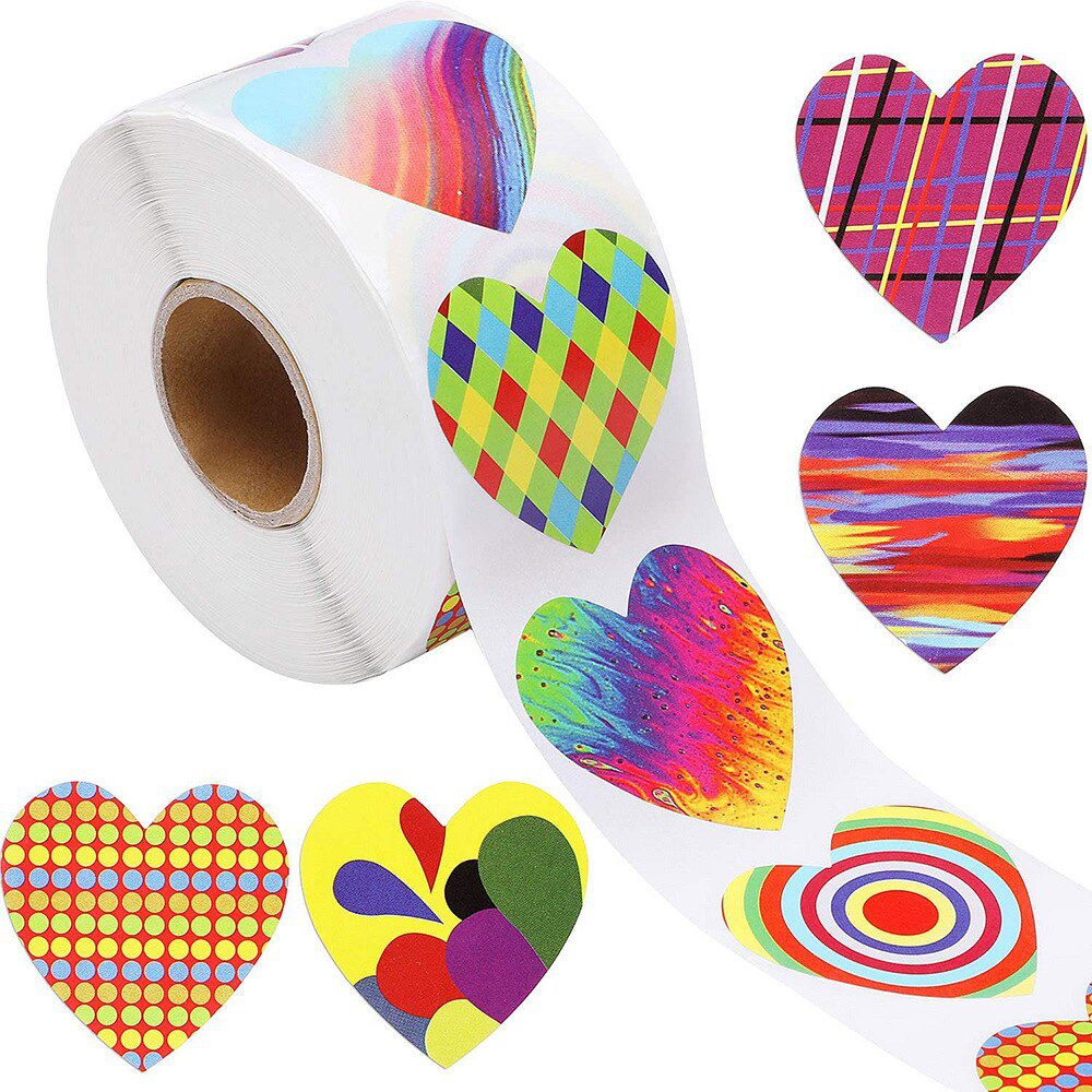 100-500 Labels Love Rainbow Sticker Heart Shape Scrapbooking Gift Packaging Party Wedding Valentine's Day Stationery Sticker