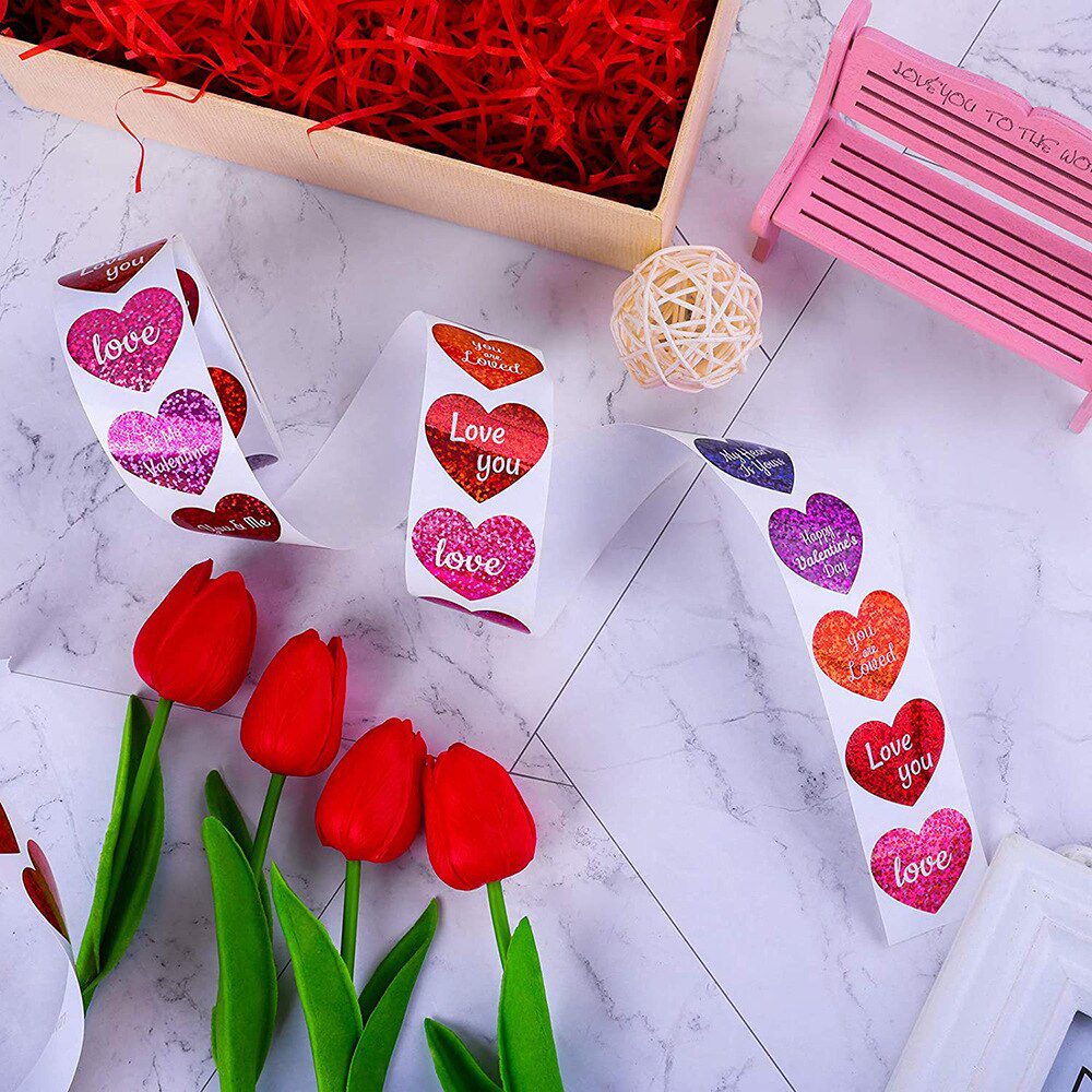 100-500 Labels Love Rainbow Sticker Heart Shape Scrapbooking Gift Packaging Party Wedding Valentine's Day Stationery Sticker