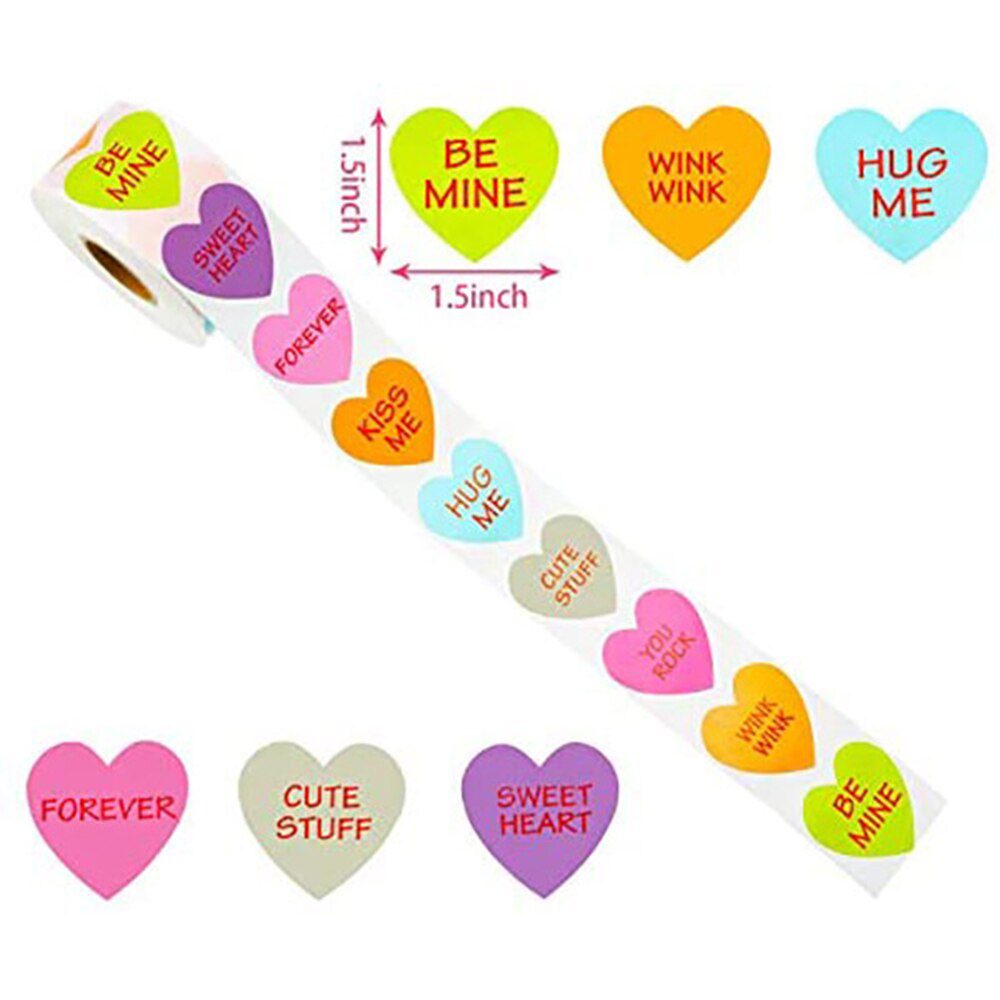 100-500 Labels Love Rainbow Sticker Heart Shape Scrapbooking Gift Packaging Party Wedding Valentine's Day Stationery Sticker