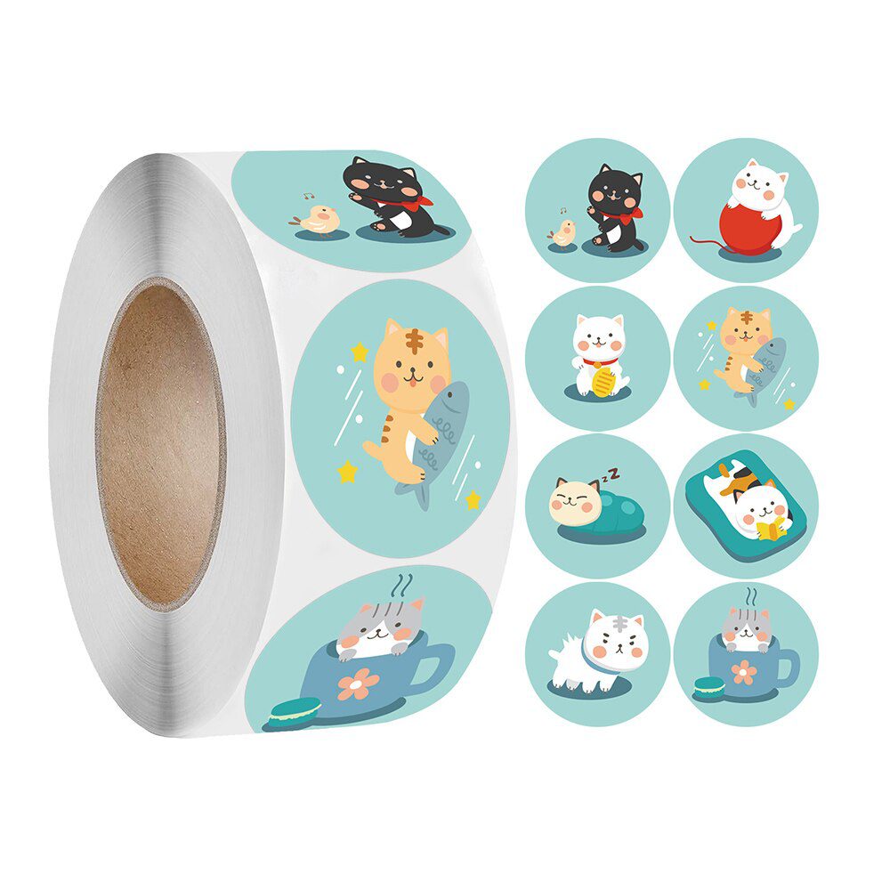 100-500pcs 1inch Cartoon Animal Children Sticker Label Thank You Cute Toy Game Sticker DIY Gift Sealing Label Decoration Supp