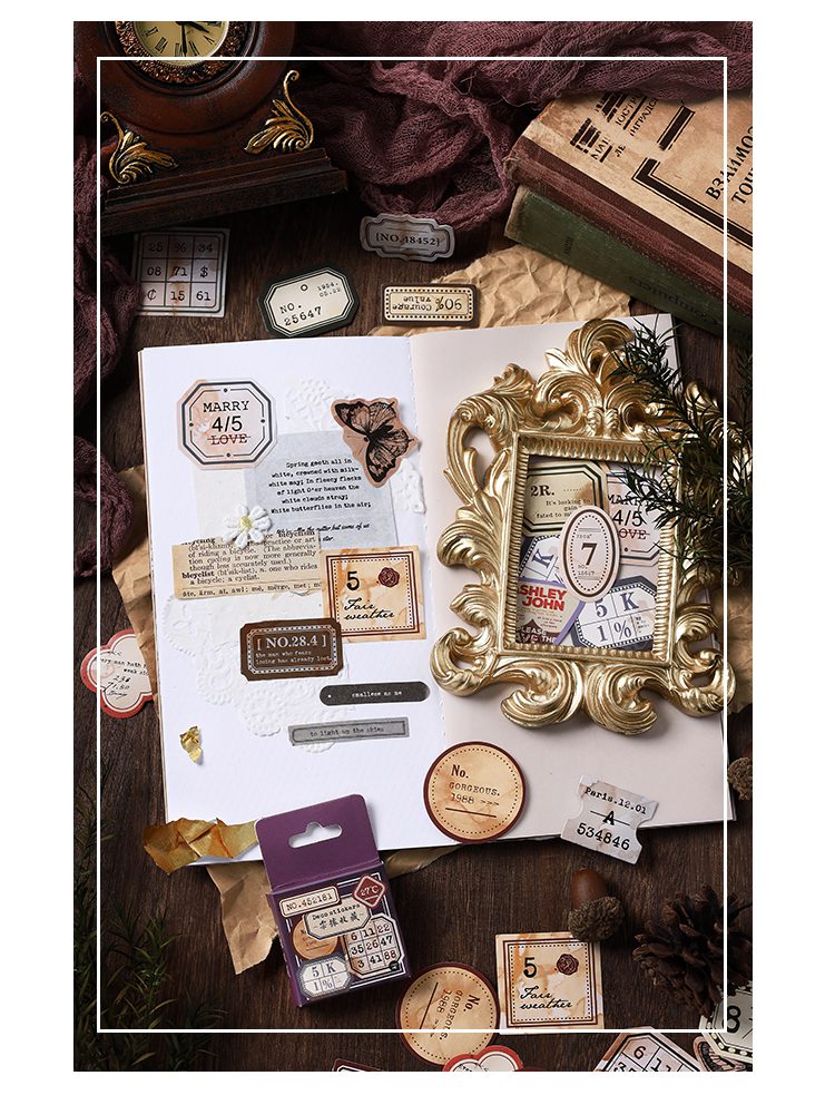 Journamm 46pcs/lot Ins Deco Boxed Stickers Scrapbooking Supplies Adhesive Planner DIY Photo Album Creative Decorative Stationery