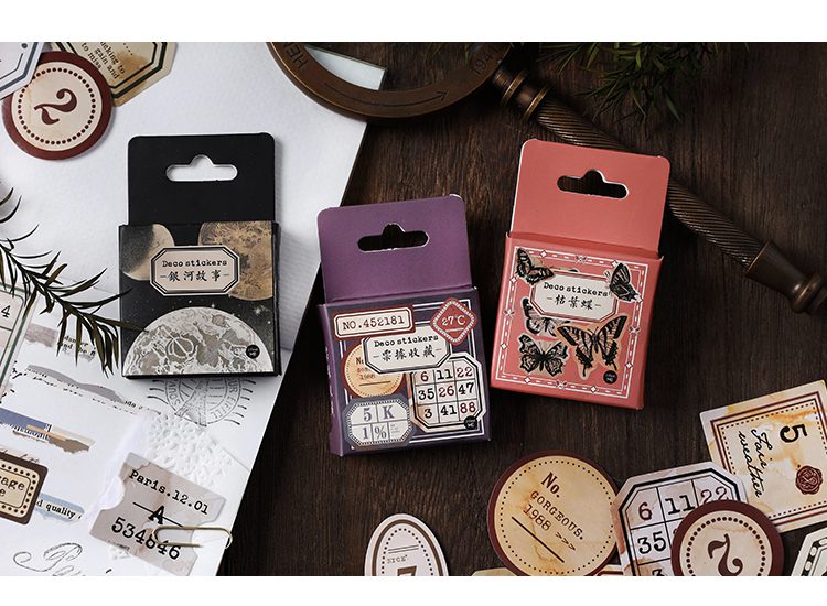 Journamm 46pcs/lot Ins Deco Boxed Stickers Scrapbooking Supplies Adhesive Planner DIY Photo Album Creative Decorative Stationery