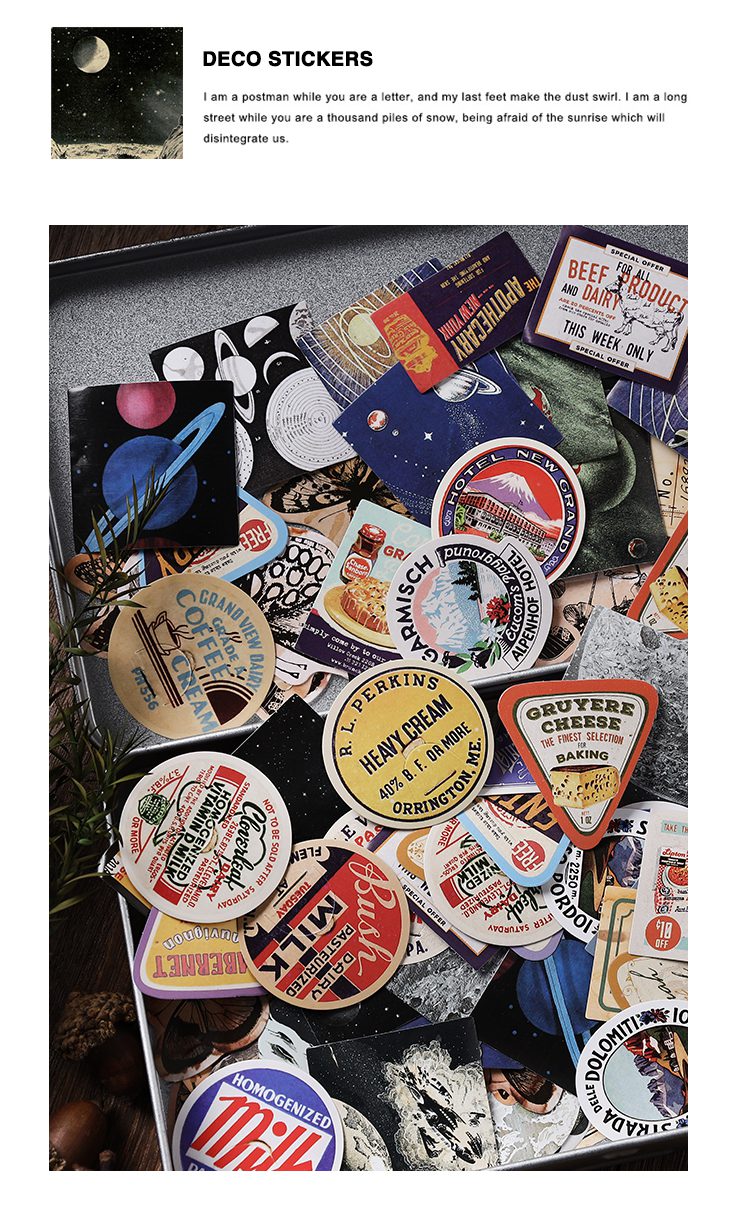 Journamm 46pcs/lot Ins Deco Boxed Stickers Scrapbooking Supplies Adhesive Planner DIY Photo Album Creative Decorative Stationery