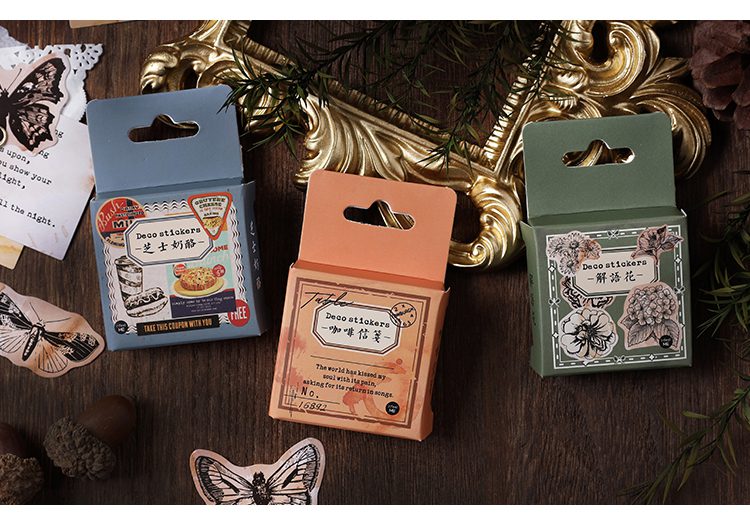 Journamm 46pcs/lot Ins Deco Boxed Stickers Scrapbooking Supplies Adhesive Planner DIY Photo Album Creative Decorative Stationery