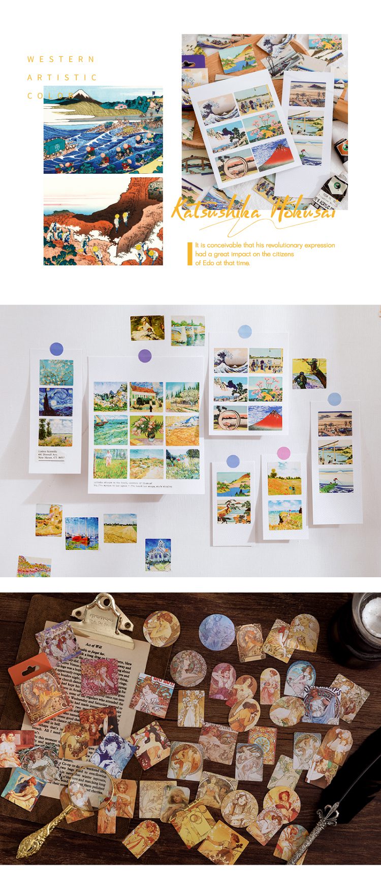 Journamm 45pcs/lot World Famous Paintings Series Mini Box Stickers Scrapbooking Creative Decorative Stationery Sealing Stickers