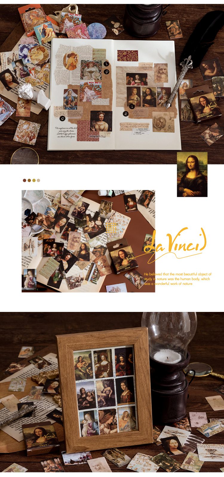 Journamm 45pcs/lot World Famous Paintings Series Mini Box Stickers Scrapbooking Creative Decorative Stationery Sealing Stickers