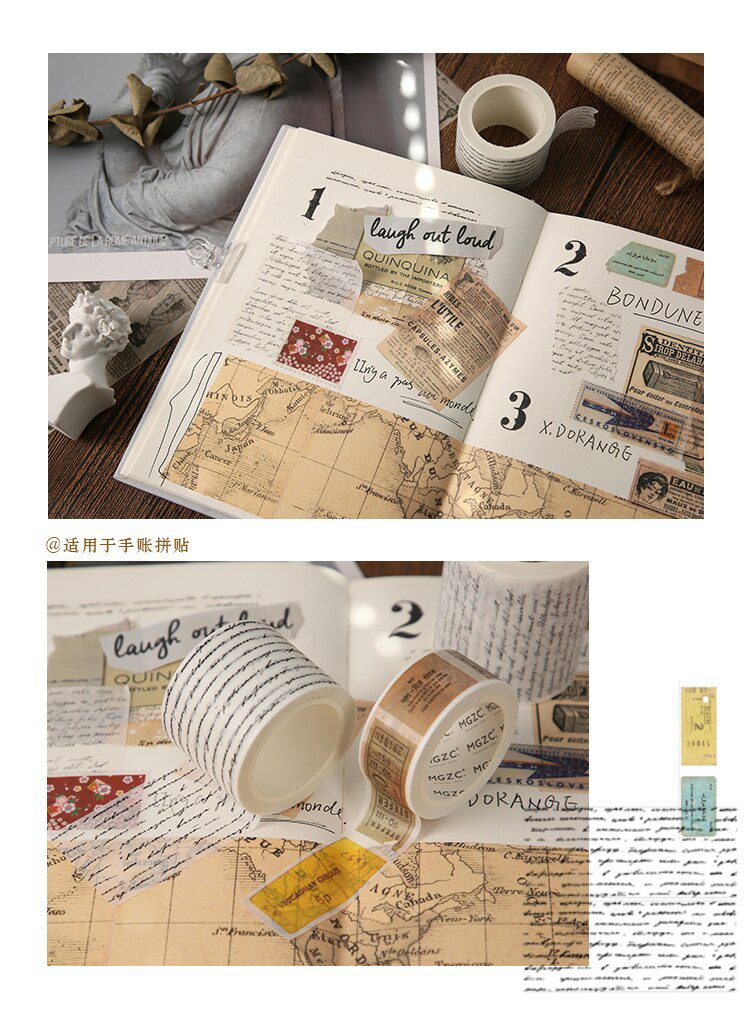 Journamm 11 Design Vintage Style Washi Paper Tape Scrapbooking Sticker School Supplies Decoration DIY Creative Stationery Tapes