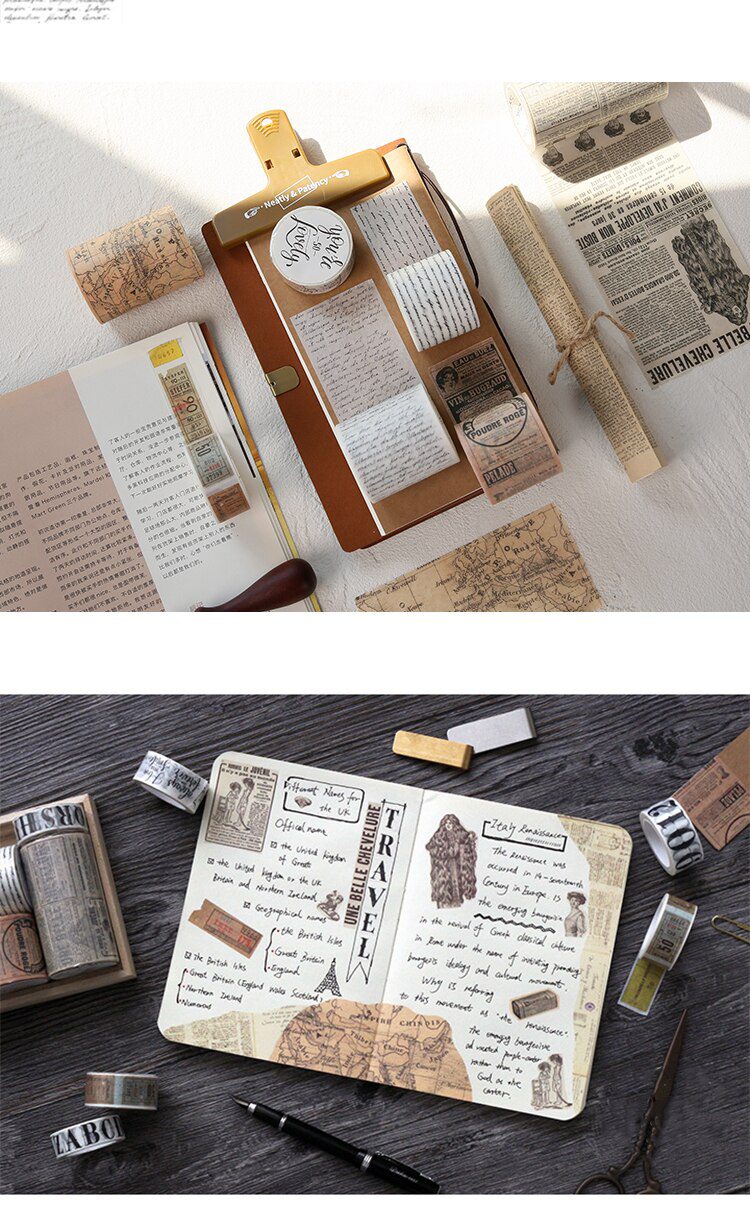 Journamm 11 Design Vintage Style Washi Paper Tape Scrapbooking Sticker School Supplies Decoration DIY Creative Stationery Tapes