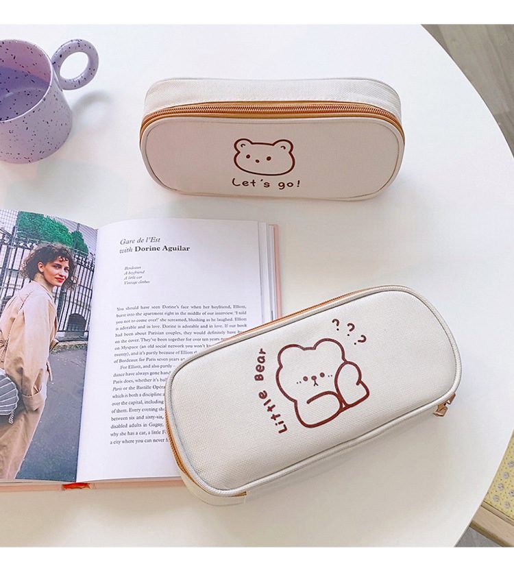 Mr.paper 4 Styles Kawaii Bear Pencil Bags Cartoon Cute Simple Pencil Cases Student School Supplies Stationery Pencil Bags