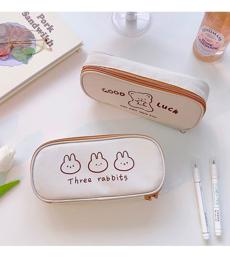 Mr.paper 4 Styles Kawaii Bear Pencil Bags Cartoon Cute Simple Pencil Cases Student School Supplies Stationery Pencil Bags