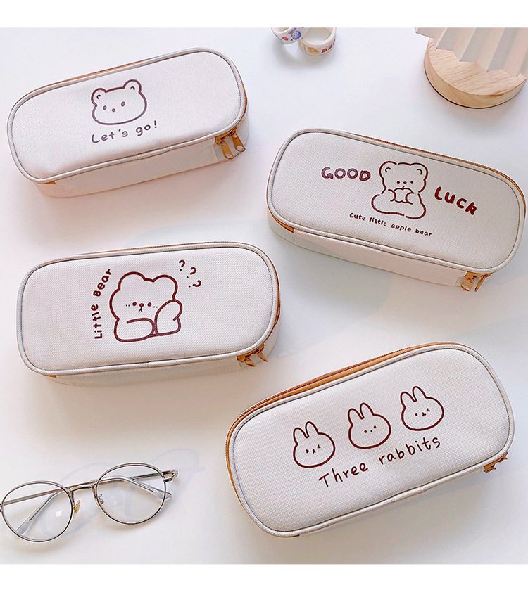 Mr.paper 4 Styles Kawaii Bear Pencil Bags Cartoon Cute Simple Pencil Cases Student School Supplies Stationery Pencil Bags
