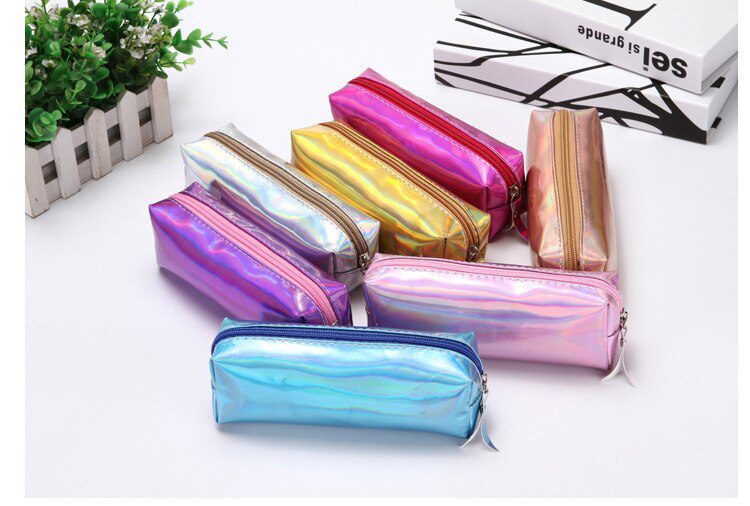 1 Pcs Kawaii Pencil Case Laser girl's heart is simple School Pencil Box Pencilcase Pencil Bag School Supplies Stationery