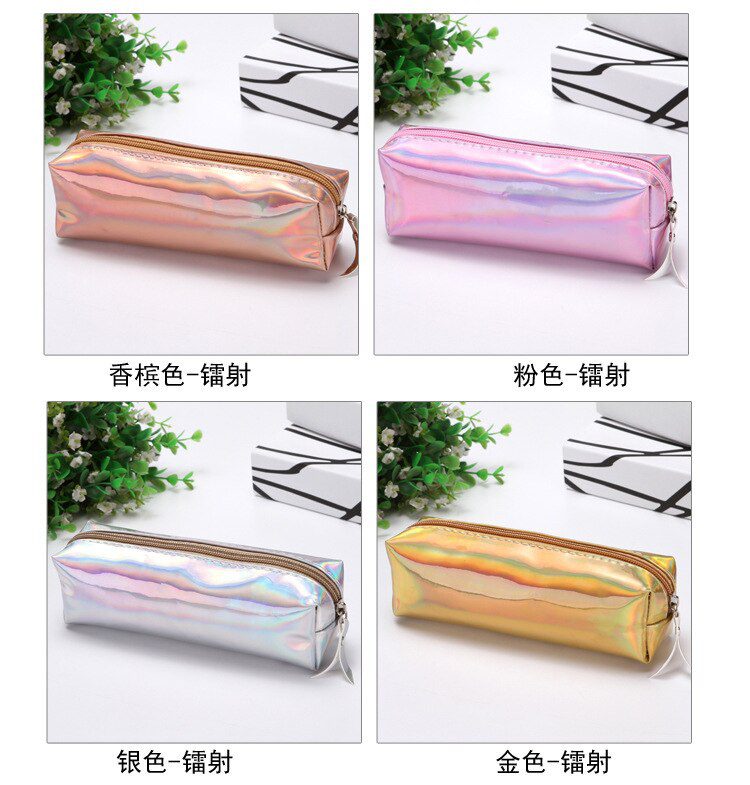 1 Pcs Kawaii Pencil Case Laser girl's heart is simple School Pencil Box Pencilcase Pencil Bag School Supplies Stationery