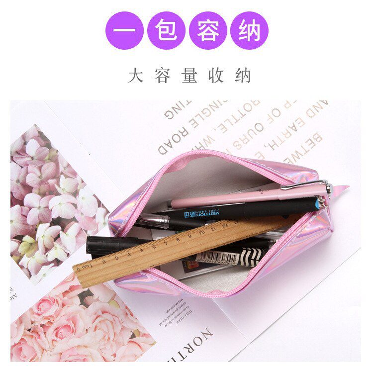 1 Pcs Kawaii Pencil Case Laser girl's heart is simple School Pencil Box Pencilcase Pencil Bag School Supplies Stationery