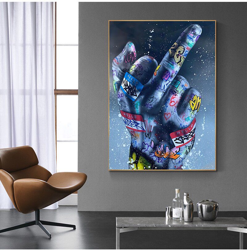 Posters and Prints Graffiti Art Paintings on the Wall Art Canvas Pictures Home Wall Decoration Middle Finger Gesture Street Art Posters and Prints Graffiti Art Paintings on the Wall Art Canvas Pictures Home Wall Decoration Middle Finger Gesture Street Art