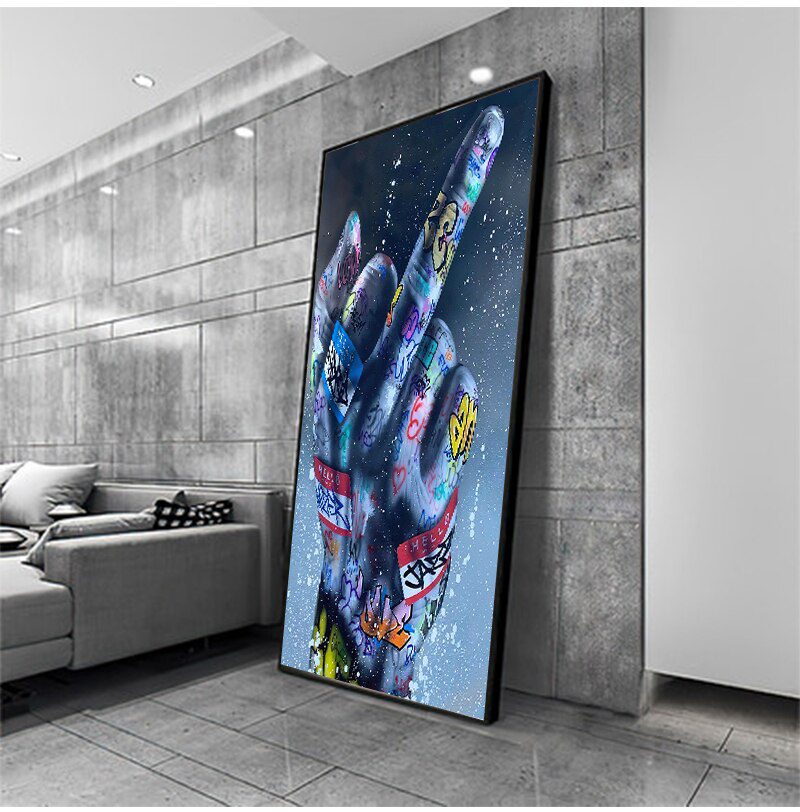 Posters and Prints Graffiti Art Paintings on the Wall Art Canvas Pictures Home Wall Decoration Middle Finger Gesture Street Art Posters and Prints Graffiti Art Paintings on the Wall Art Canvas Pictures Home Wall Decoration Middle Finger Gesture Street Art