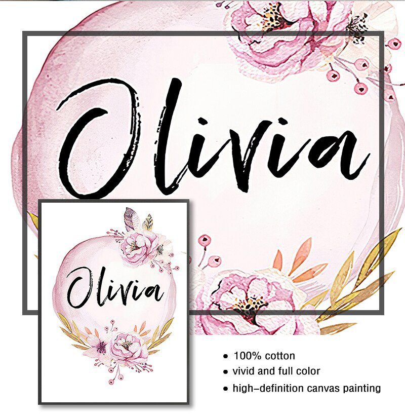 Art Nursery Prints Wall Painting Kids Bedroom Decor Custom Girl Name Baby Poster Peony Pictures Flowers Canvas Painting Wall Art Nursery Prints Wall Painting Kids Bedroom Decor Custom Girl Name Baby Poster Peony Pictures Flowers Canvas Painting Wall