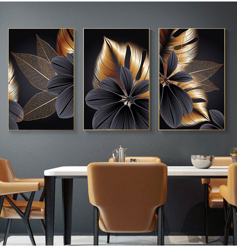 Art Painting Nordic Living Room Decoration Picture Black Golden Plant Leaf Canvas Poster Print Modern Home Decor Abstract Wall Art Painting Nordic Living Room Decoration Picture Black Golden Plant Leaf Canvas Poster Print Modern Home Decor Abstract Wall