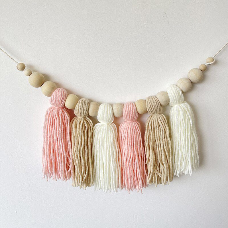 INS Nordic Handmade Lion Wall Decor Cotton Thread Straw Woven Animal Head Wall Hanging Ornament for Nursery Baby Room Decoration