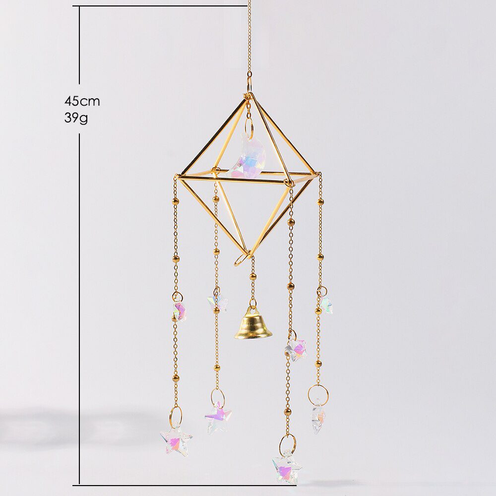 Crystal Wind Chimes Dream Catcher Stained Glass Sun Catcher Prism Rainbow Maker Window Garden Decoration Outdoor Christmas Gift