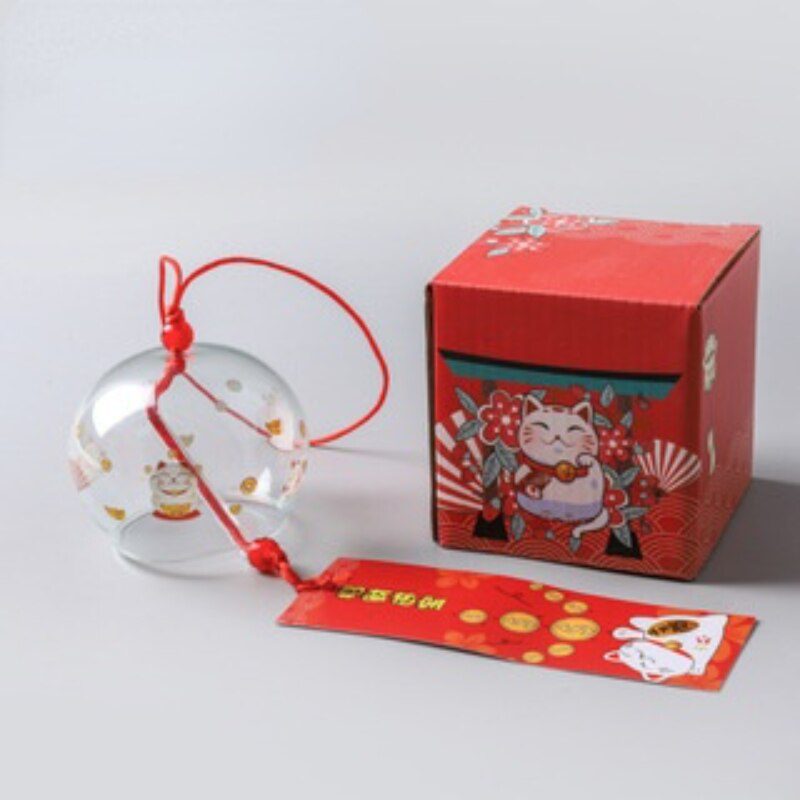1PC Japanese Wind Bell Japan Wind Chimes Handmade Glass Furin Home Decors Spa Kitchen Office Decor Sakura Cherry Blossom Pattern