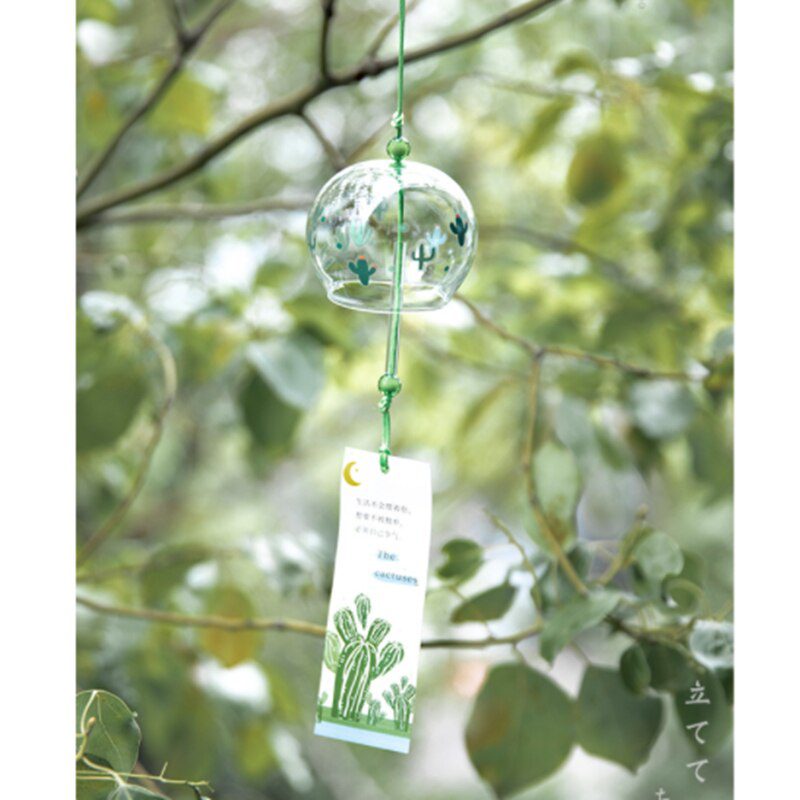 1PC Japanese Wind Bell Japan Wind Chimes Handmade Glass Furin Home Decors Spa Kitchen Office Decor Sakura Cherry Blossom Pattern