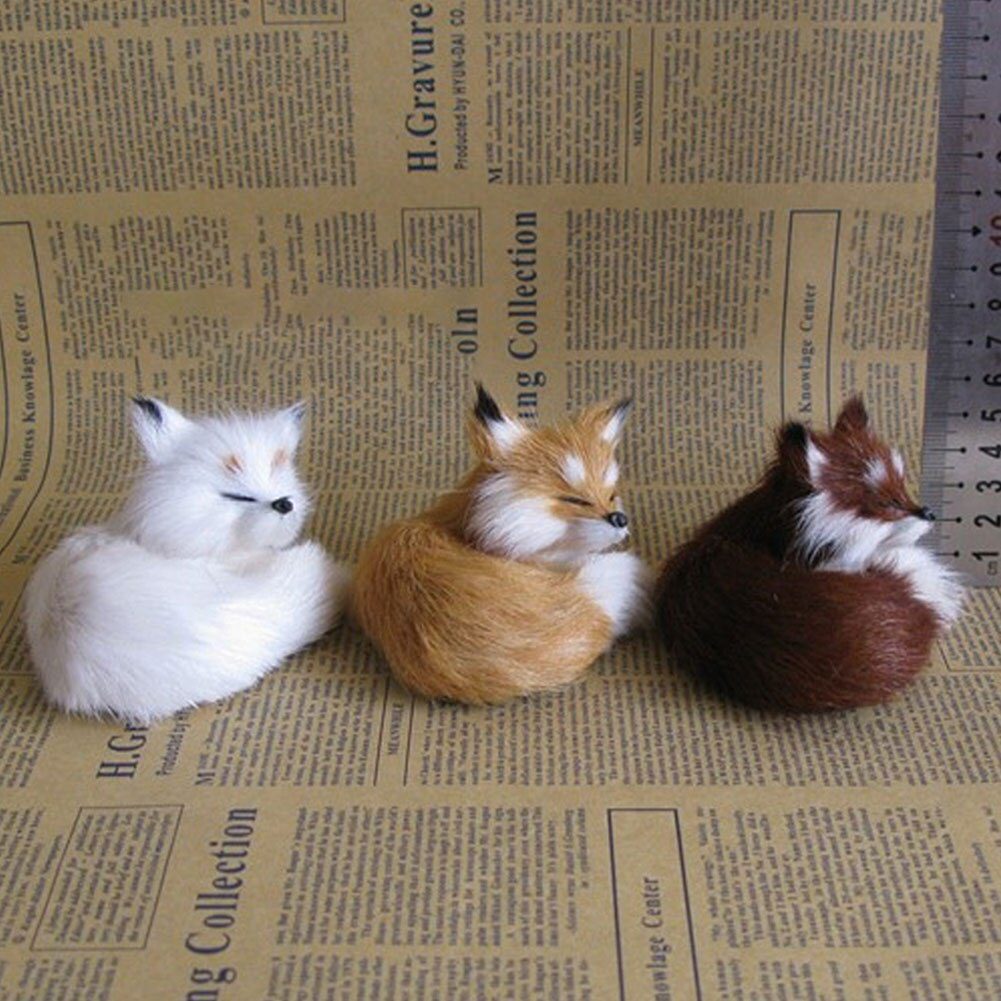 Simulation Rabbit Owl Cat Fox Ornament Furs Squatting Model Home Decoration Animal World with Static Action Figures Gift for Kid