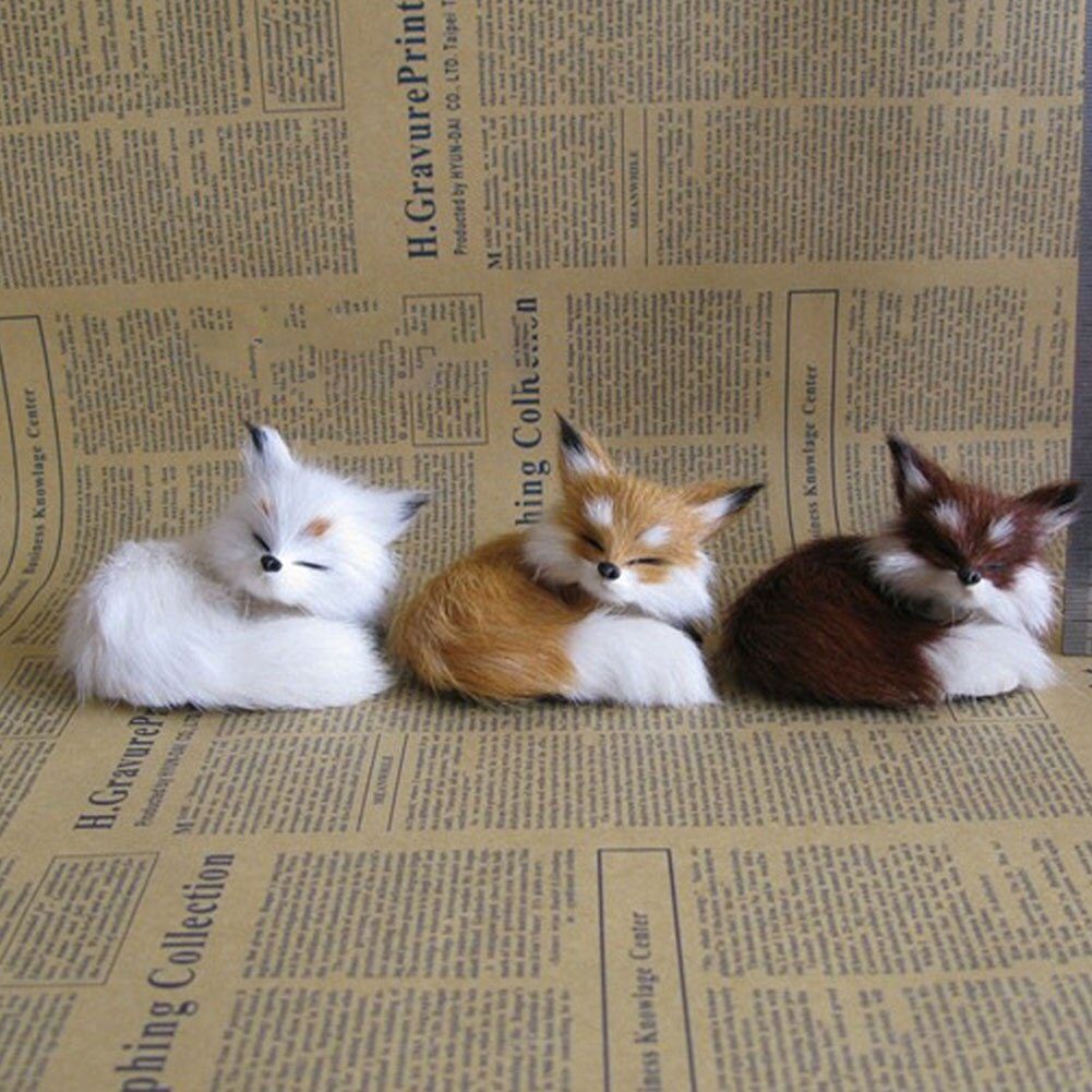 Simulation Rabbit Owl Cat Fox Ornament Furs Squatting Model Home Decoration Animal World with Static Action Figures Gift for Kid