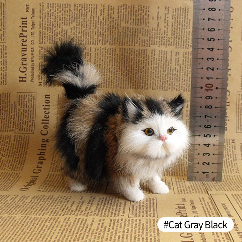 Simulation Rabbit Owl Cat Fox Ornament Furs Squatting Model Home Decoration Animal World with Static Action Figures Gift for Kid