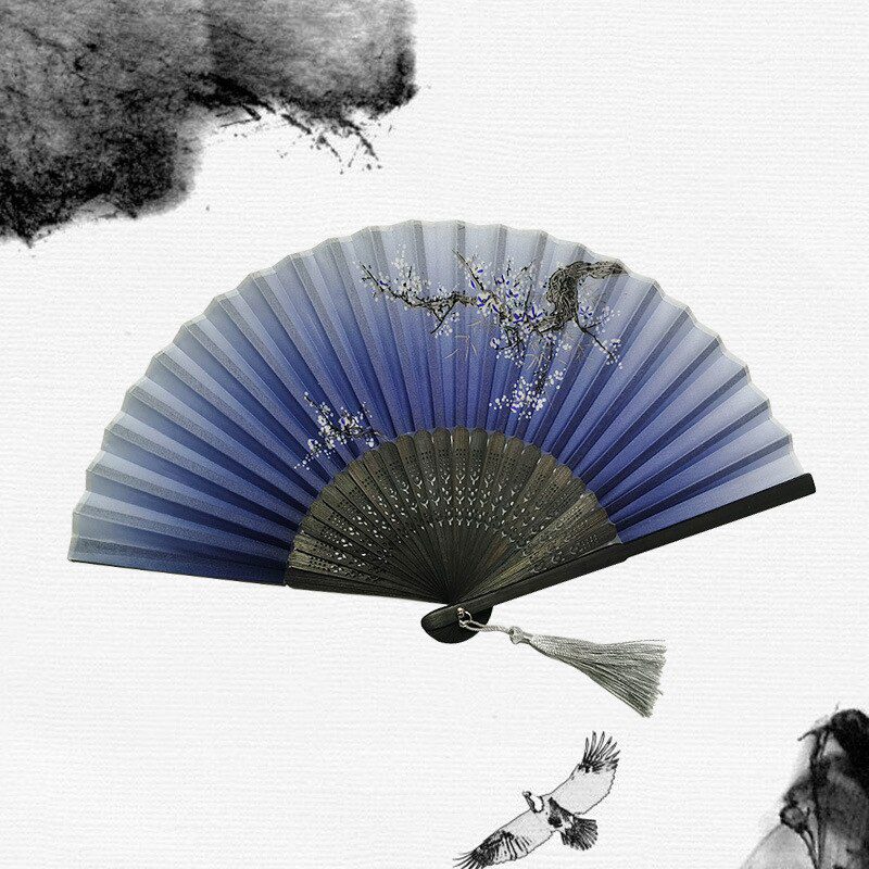 Chinese Japanese Silk Folding Fan Wooden Shank Classical Dance Fan High Quality Tassel Elegent Female Fan Home Decoration Chinese Japanese Silk Folding Fan Wooden Shank Classical Dance Fan High Quality Tassel Elegent Female Fan Home Decoration