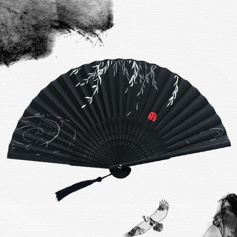 Chinese Japanese Silk Folding Fan Wooden Shank Classical Dance Fan High Quality Tassel Elegent Female Fan Home Decoration Chinese Japanese Silk Folding Fan Wooden Shank Classical Dance Fan High Quality Tassel Elegent Female Fan Home Decoration
