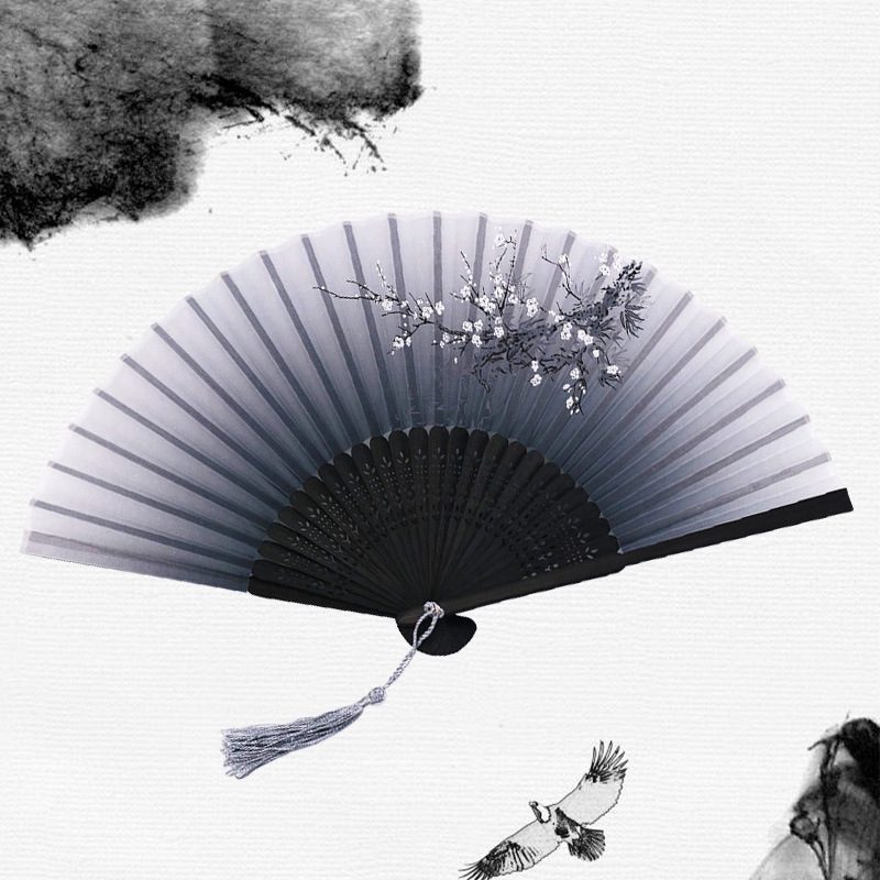 Chinese Japanese Silk Folding Fan Wooden Shank Classical Dance Fan High Quality Tassel Elegent Female Fan Home Decoration Chinese Japanese Silk Folding Fan Wooden Shank Classical Dance Fan High Quality Tassel Elegent Female Fan Home Decoration