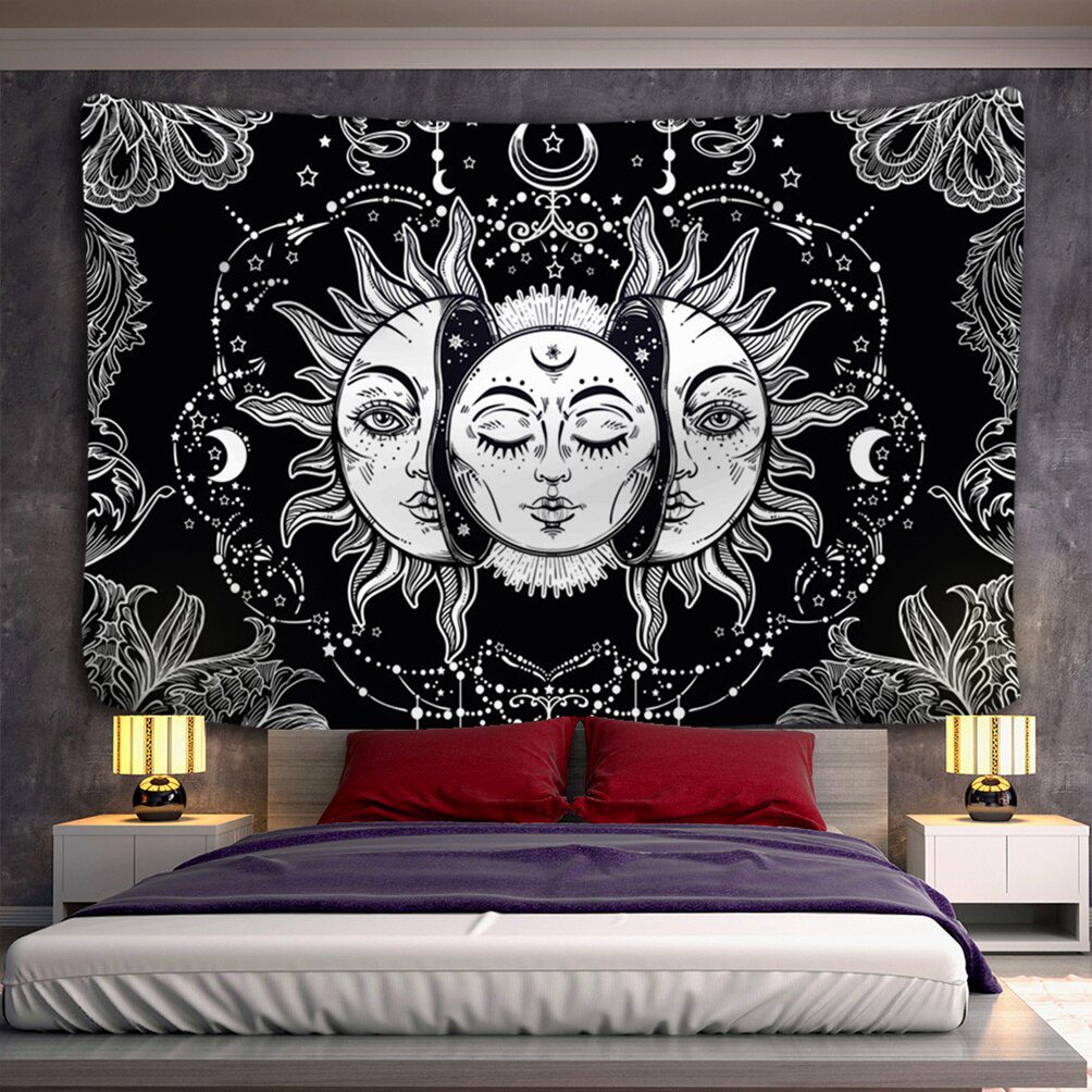 Mandala Tapestry White Black Sun And Moon Tapestry Wall Hanging Tarot Hippie Wall Rugs Dorm Decor Blanket Mandala Tapestry White Black Sun And Moon Tapestry Wall Hanging Tarot Hippie Wall Rugs Dorm Decor Blanket