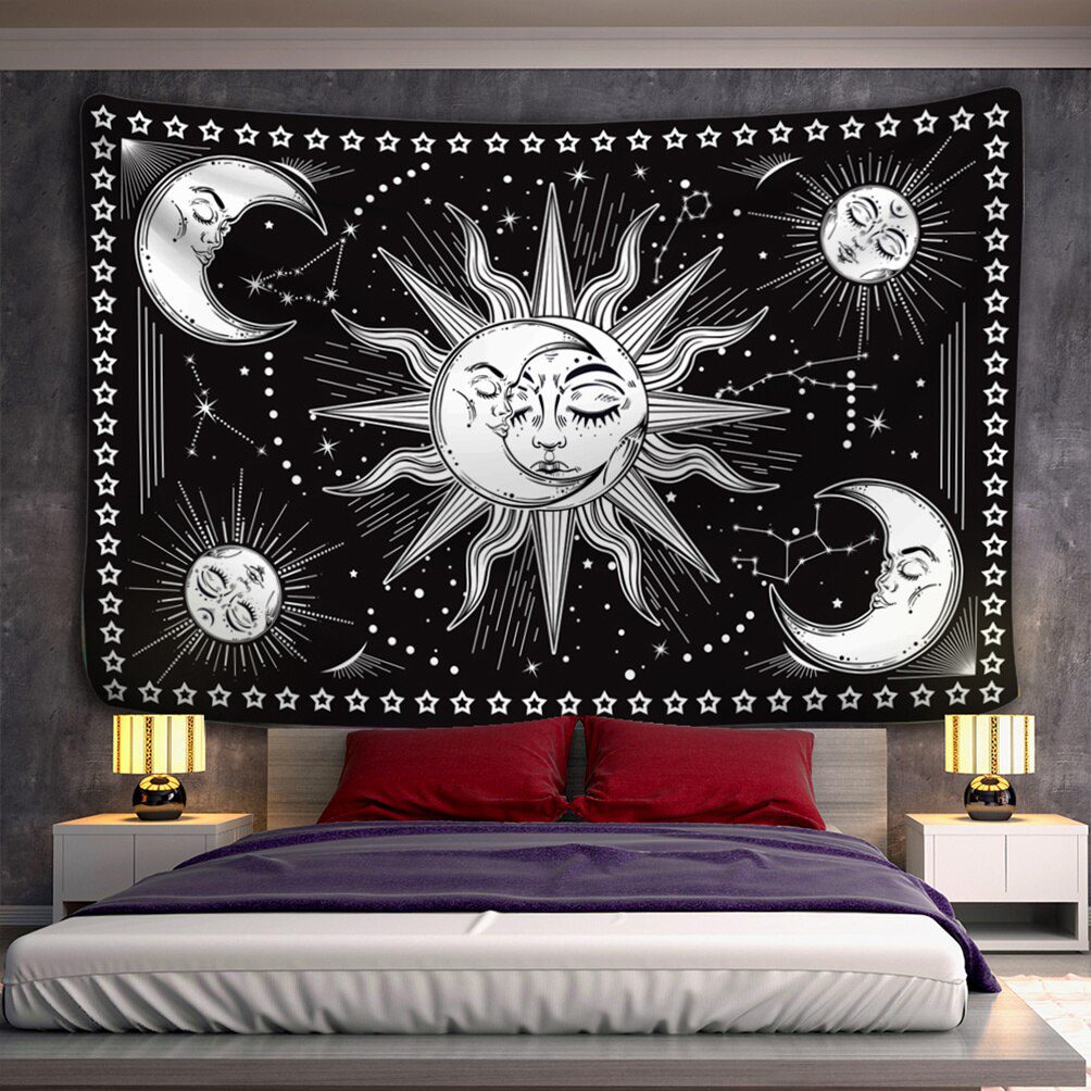 Mandala Tapestry White Black Sun And Moon Tapestry Wall Hanging Tarot Hippie Wall Rugs Dorm Decor Blanket Mandala Tapestry White Black Sun And Moon Tapestry Wall Hanging Tarot Hippie Wall Rugs Dorm Decor Blanket